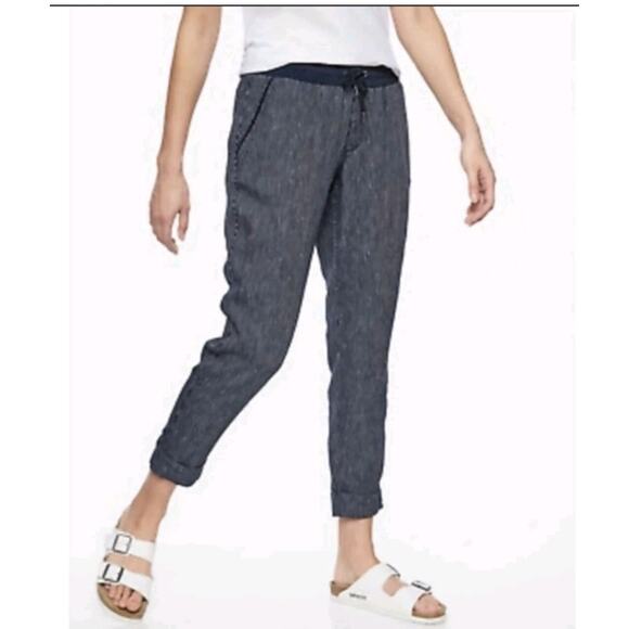 Atalanta Athleticwear Pants - Athleta Bali Striped Blue Cropped Joggers Ladies Size 10 Tall